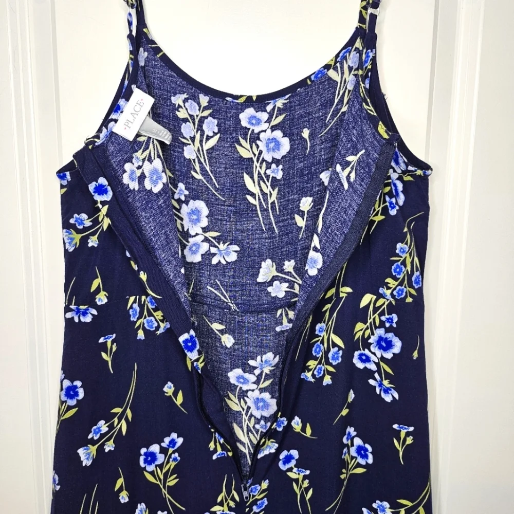 Girls Sundress Navy Floral Size 16 The Children's Place Ruffle Hem Dress - Picture 6 of 8